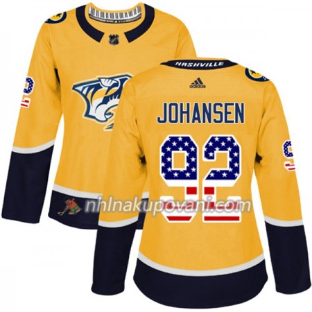Nashville Predators Dresy Ryan Johansen 92 2017-2018 USA Flag Fashion Zlatá Adidas Authentic - Dámské